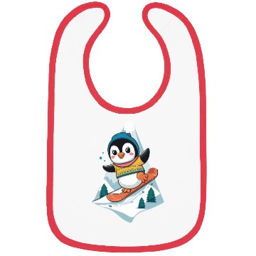 Discover Cute Snowboarding Penguin Adventure Bibs