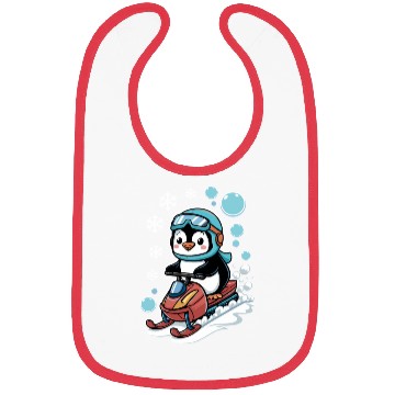 Discover Cute Penguin Riding Snowmobile Winter Fun Bibs
