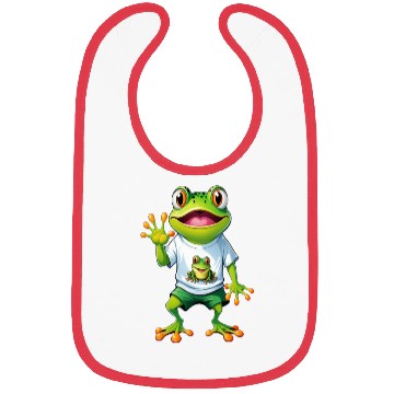 Discover Green Happy Frog Bibs