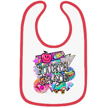 Discover 4th Grade 90s Back to School Grade School 90s Bibs