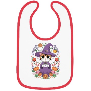Discover Halloween Cute Witch Cat with Coffee Mug Bibs