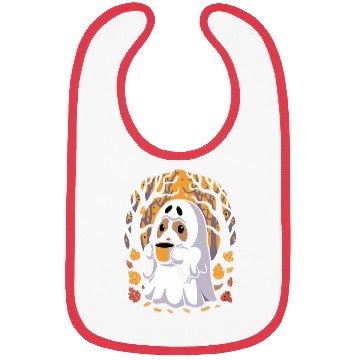 Discover Cute Ghost Dog Sipping Coffee Halloween Bibs