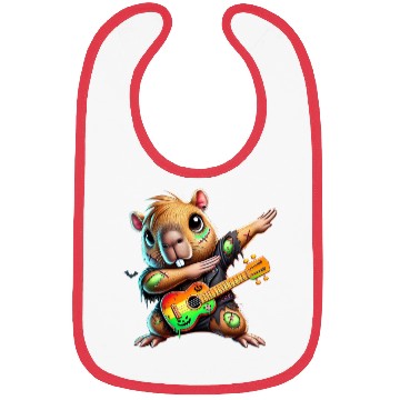 Discover Cute Dabbing Capybara Zombie Squad Guitar Hallowee Bibs