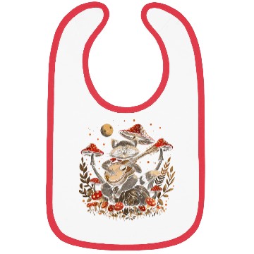Discover Cottagecore Aesthetic Racoon Playing Guitar Mushro Bibs