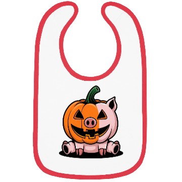 Discover Halloween pig pumpkin comic funny whimsical Bibs