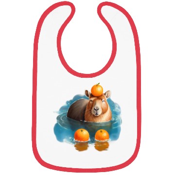 Discover Blissful Capybara in the Water with Oranges Bibs