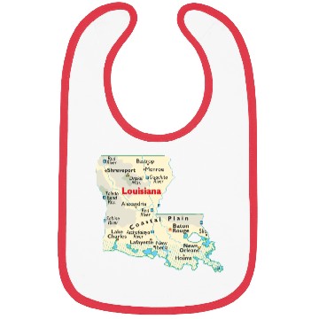 Discover Louisiana map image of state. Bibs