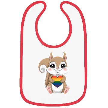 Discover Cute Squirrel Holding Rainbow Heart LGTBQ Love Bibs
