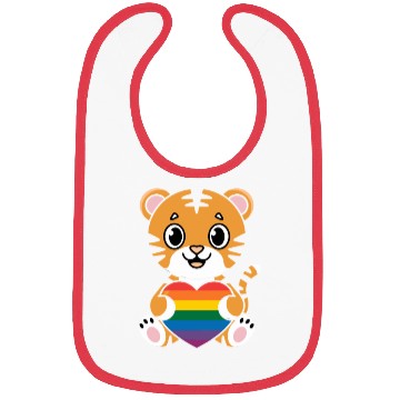 Discover LGTBQ Tiger Holding Rainbow Heart Bibs