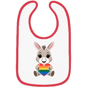 Discover LGTBQ Cute Donkey with Rainbow Heart Bibs