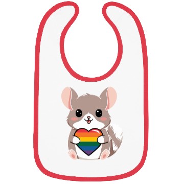 Discover LGTBQ Chinchilla Holding Rainbow Heart Cute Pride Bibs