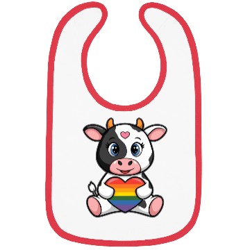 Discover LGTBQ Cow Holding Rainbow Heart Bibs