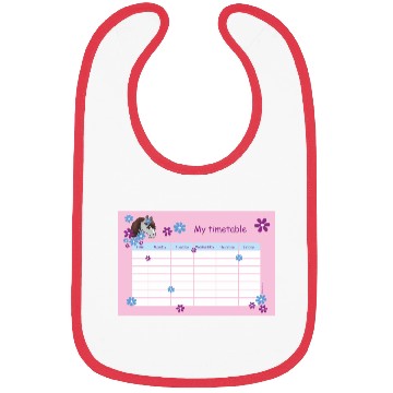 Discover Timetable for Kids - Pony Flowers pink Bibs