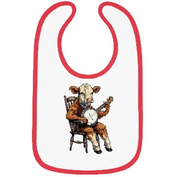 Discover Hereford Cattle Farmer Bluegrass Banjo Player Bibs