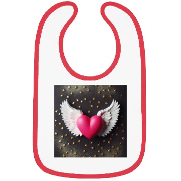 Discover Hot Pink Heart with Wings Bibs