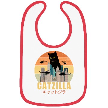 Discover Retro Vintage Catzilla Japanese Cute Cat Lover Bibs