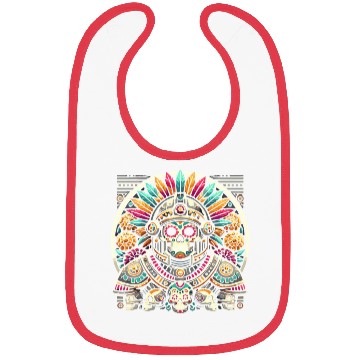 Discover Aztec Warrior Mask with Tribal Art and Ancient Bibs