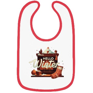 Discover Hello Winter typography vector illustration. Winte Bibs