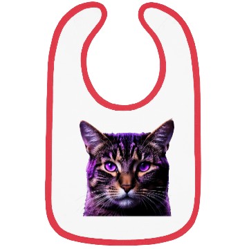 Discover Vivid Lilac-Eyed Tabby Cat Portrait Bibs
