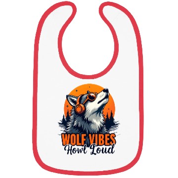 Discover Wolf Vibes Howl Loud Music Lover Design Bibs