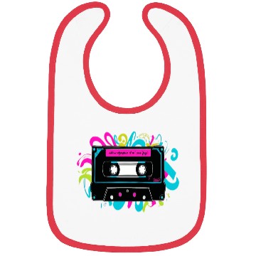 Discover Retro Neon Cassette Tape with Vibrant Splash Bibs