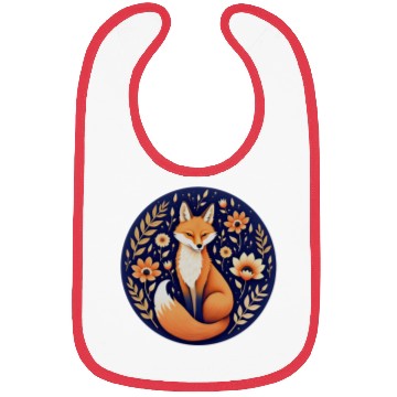 Discover Whimsical Fox with Flowers Art Design Bibs