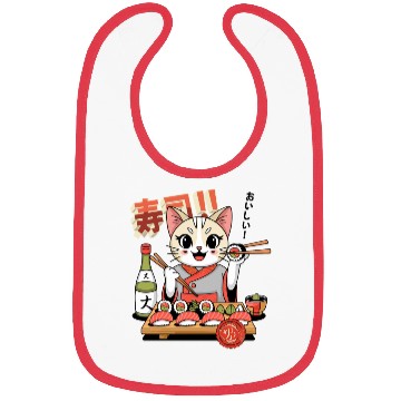 Discover Sushi Chef Cat Adorable Culinary Cat Design Bibs