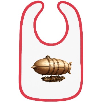 Discover A large steampunk-style airship with bronze metal Bibs