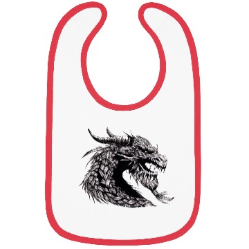 Discover Mythical Dragon Head Illustration Bibs