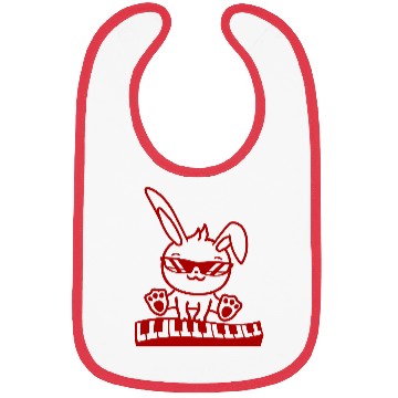 Discover Funny Rabbit Easter Bunny Playing Keyboard Music Bibs