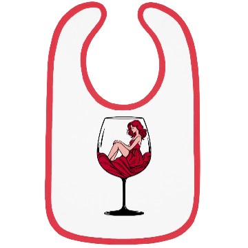 Discover Lady in Red Wine Glass Bibs