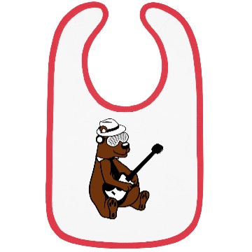 Discover Cool Sitting Grizzly Brown Bear Playing Guitar Fun Bibs