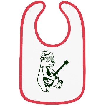 Discover Cool Sitting Grizzly Brown Bear Playing Guitar Fun Bibs
