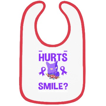 Discover Everything Hurts Cat Purple Ribbon Fibro Awareness Bibs