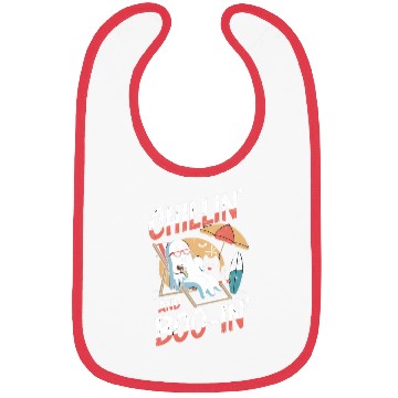 Discover Halloween Ghost and Cat Relaxing Beach Vacation Bibs