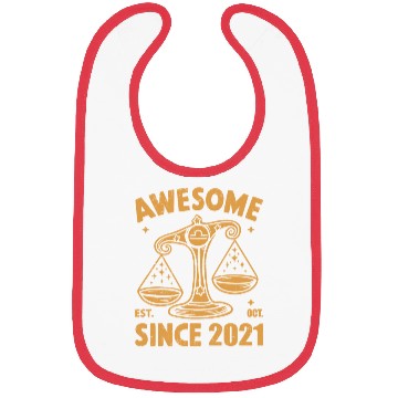 Discover Awesome Since 2021 Libra Zodiac Birthday October Bibs