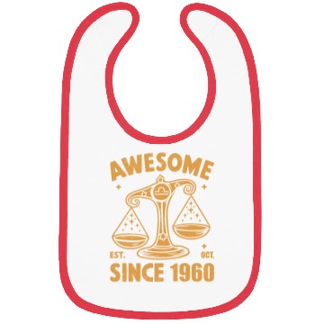 Discover Awesome Since 1960 Libra Zodiac Birthday October Bibs