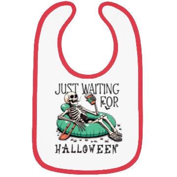 Discover Waiting for halloween saying skeleton at pool Bibs