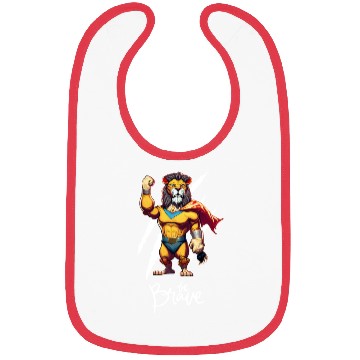 Discover Majestic Courage: Superhero Lion "Be Brave" Bibs