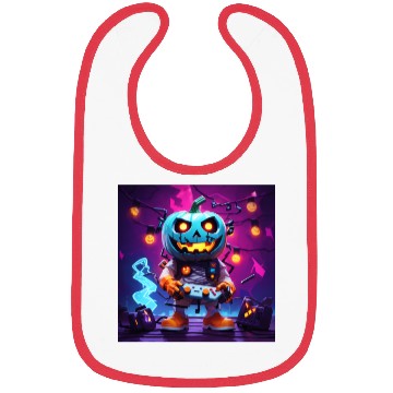 Discover Pumpkin Gamer Halloween Neon Vibes Fun Design Bibs