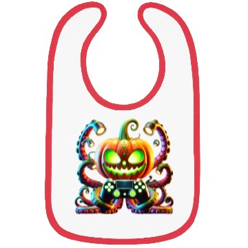 Discover Octopus Pumpkin Gamer with Glowing Halloween Vibes Bibs