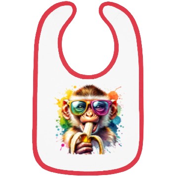 Discover Monkey with sunglasses and banana Bibs