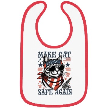 Discover Make Cats Safe Again Funny Cat Lover USA Flag Bibs