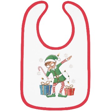 Discover Dabbing Elf with Candy Cane and Gifts Bibs