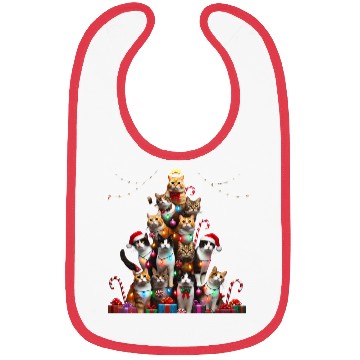 Discover Christmas Cats Tree with Lights and Gifts Bibs