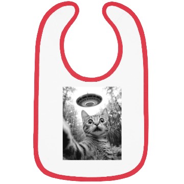 Discover Funny Cat UFO Alien Abduction Cat Selfie Meme Bibs