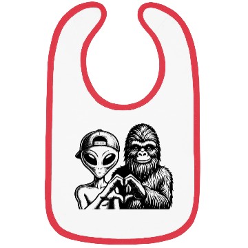 Discover Bigfoot and Alien friends Bibs