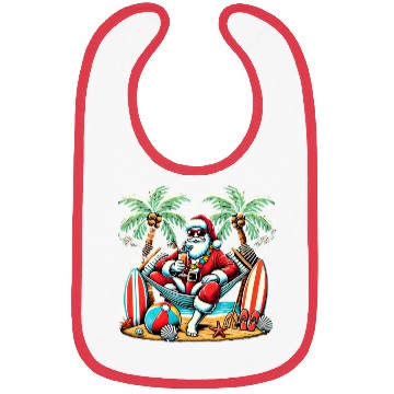 Discover Tropical Santa Relaxing on the Beach Bibs