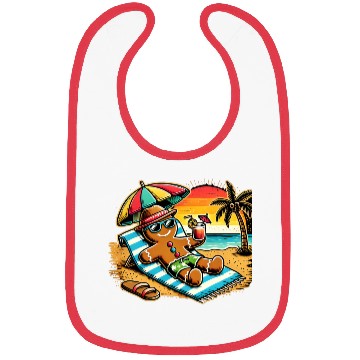Discover Gingerbread Man Relaxing on the Beach Bibs