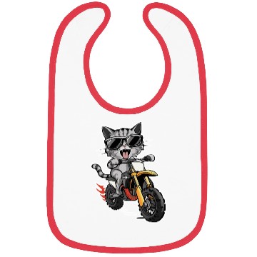Discover Cat Wearing Sunglasses Riding a Dirt Bike Bibs